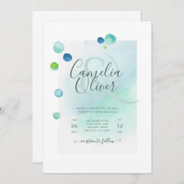 Convite Vidro do Mar Elegante Aquarela Boho Casamento Invi