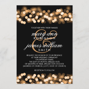 Convite Vidro Dourado de Hollywood do Casamento Elegante