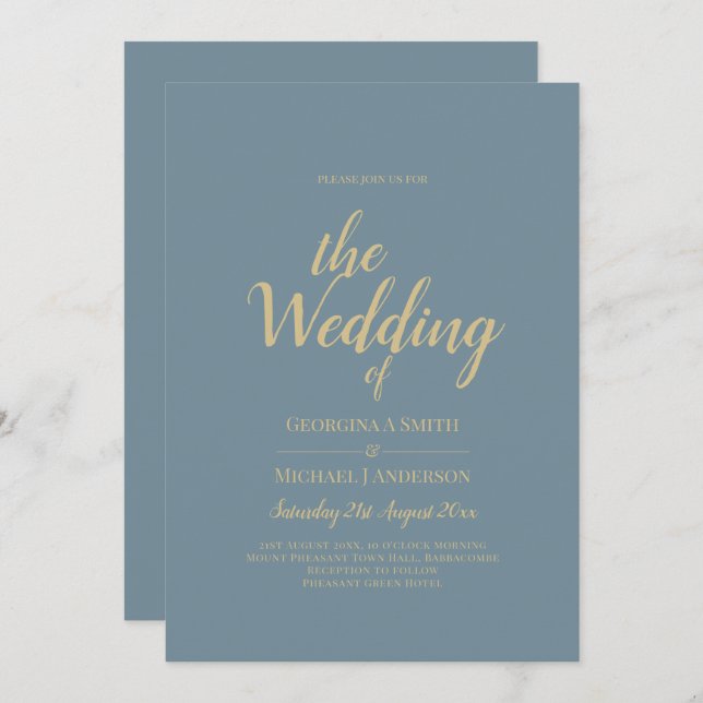 Convite Vidro Elegante de Vidro Elegante Dourado Casamento (Frente/Verso)