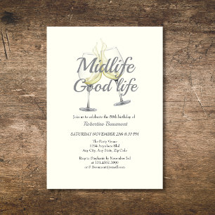 Convite Vidro Elegante De Vinho De Boa Vida 50.º Aniversár