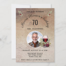 Convite Vidro Rustic Red Wine Olive 50º Aniversário Foto