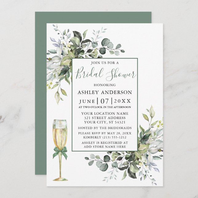 Convite Vidro verde Chá verde (Frente/Verso)