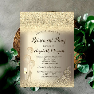 Convite Vidro Vidro Balões Dourados Champanhe De Leve