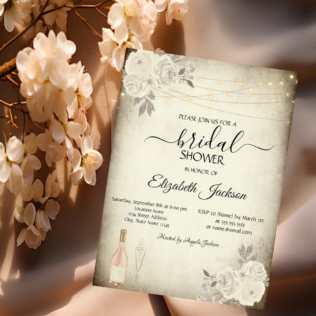 Convite Vidro Vidro Cordas Luzes Rosas Chá de panela (Criador carregado)