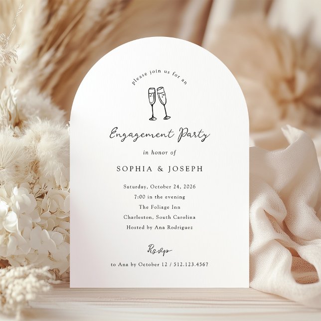 Convite Vidros de champanhe | Festa de noivado (Criador carregado)