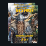 Convite Viking medieval norse belriors fantasia aniversári<br><div class="desc">Dois guerreiros viking bárbaros vestindo capacetes corados e couro com pelo e calças e topos de metal estão ameaçadoramente diante de vocês. Ambos têm barbas compridas e são enquadrados por uma casa de vilarejo ao fundo. As costas têm mais dois guerreiros nórdicos caminhando pela vila. Os modelos de texto amarelo-palha-preto-escuro...</div>