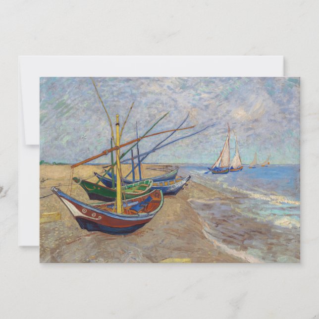 Convite Vincent van Gogh - Barcos de Pesca na Praia (Frente)