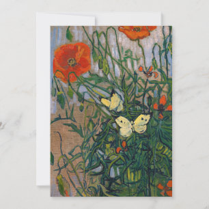 Convite Vincent van Gogh - Borboletas e Papoulas