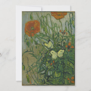 Convite Vincent van Gogh - Borboletas e Papoulas