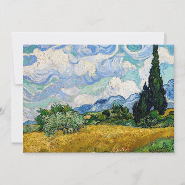 Convite Vincent Van Gogh - Campo de Trigo com Ciprestes (Frente)