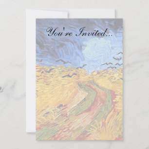 Convite Vincent Van Gogh - Campo de Trigo com Corvos Preto