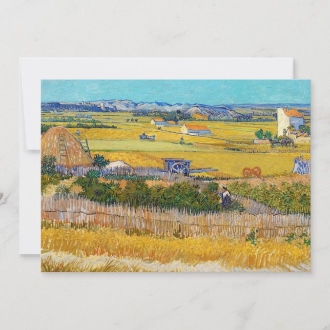 Convite Vincent van Gogh - Colheita em La Crau (Frente)