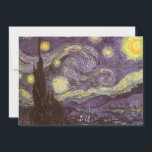 Convite Vincent van Gogh - Noite Estrelada<br><div class="desc">Starry Night (1889), por Vincent van Gogh, é um apos impressionismo de pintura paisagística de arte. Uma vista de uma cidade num vale à noite com as nuvens a girar, as estrelas a brilhar e uma bela lua ouro amarela. Foi pintado durante o dia pela memória e é a pintura...</div>