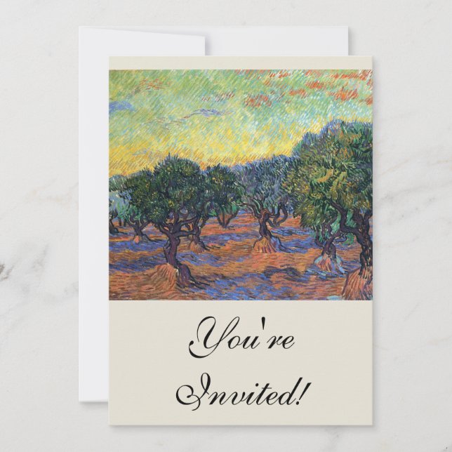 Convite Vincent Van Gogh Olive Grove Impressionismo Arte (Frente)