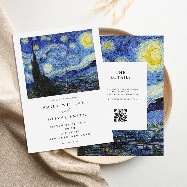 Convite Vincent Van Gogh Starry Night All in One Weding (Criador carregado)
