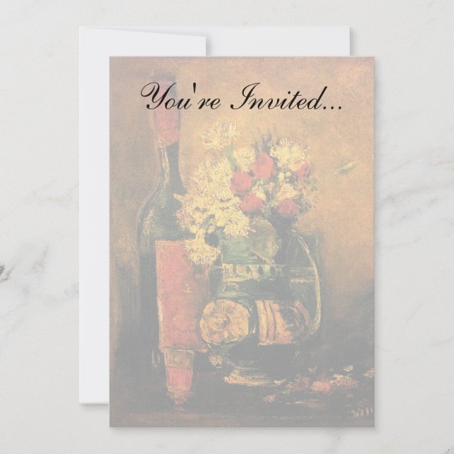 Convite Vincent Van Gogh - Vase Com Cravos De Belas Artes (Frente)