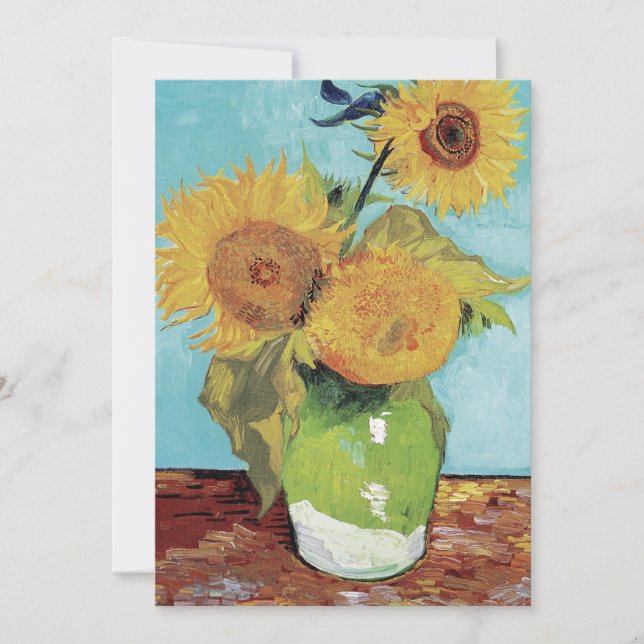 Convite Vincent Van Gogh Vase Sunflower Art (Frente)