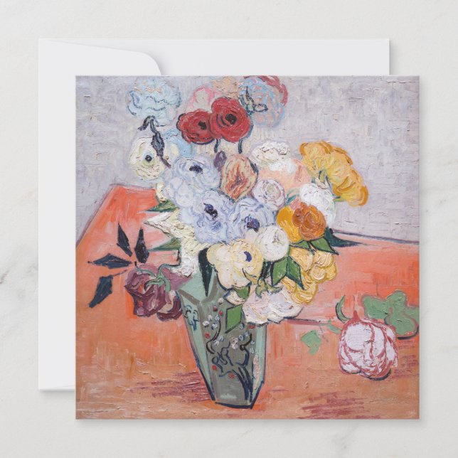 Convite Vincent van Gogh - Vaso com Rosas & Anêmonas (Frente)