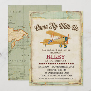 Convite vindo do viagem do avião do aniversário 