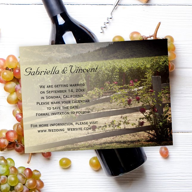 Convite Vineyard e Rosa Fence Weding Date (Casamento com c (Criador carregado)