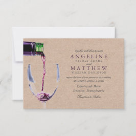 Convite Vineyard Rustic Vineyard & Wine Glass Wedcard