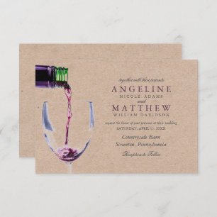 Convite Vineyard Rustic Vineyard & Wine Glass Wedcard