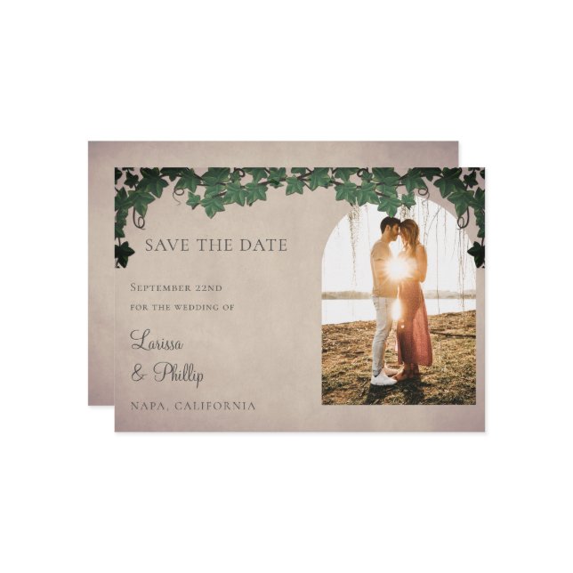 Convite Vineyard Wedding Save The Date (Salvar Data) (Frente/Verso In Situ)