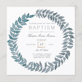 Convite Vinha Azul de Aço | Wreath Baptism Aquoso