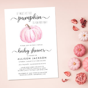 Convite Vinha Chá Rosa Pumpkin Aquarela