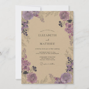 Convite Vinha de Champanhe Ameixa Casamento