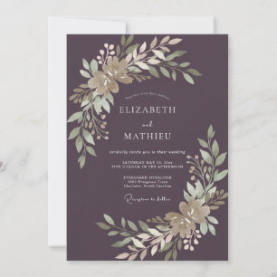 Convite Vinha de Champanhe Dourado Ameixa Casamento