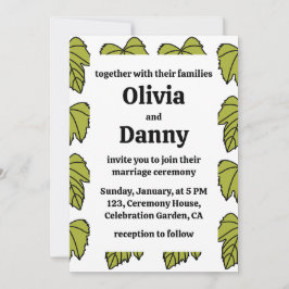 Convite Vinha-de-vidro Vinho Verde Folha Vinha Casamento B
