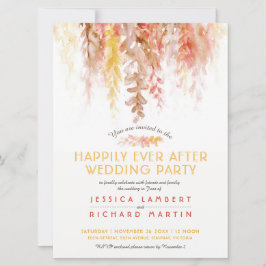 Convite Vinhas aquarelas castanho-alaranjado após festa de