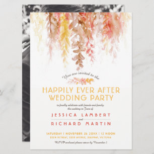 Convite Vinhas aquarelas castanho-alaranjado após festa de