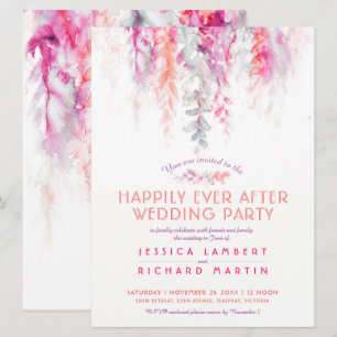 Convite Vinhas aquarelas vermelhas após festa de casament