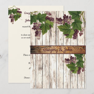 Convite Vinhas De Uva De Madeira Rústica Casamento De Vin