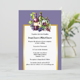 Convite Vinho aquoso uvas de vidro púrpura adega de ouro