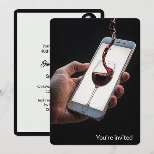 Convite Vinho De aniversário de 40 anos Na Tela Smartphone