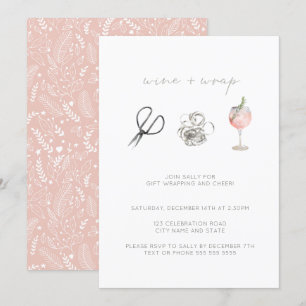 Convite Vinho de Aquarela Rosa Moldar Festa de Natal Feria