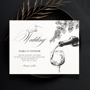 Convite Vinho de bebida elegante casamento 