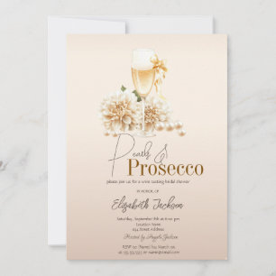 Convite Vinho de Flores Brancas Pérolas Prosecco Chá de No