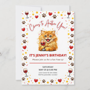 Convite Vinho do Gato Feliz Aniversário Brindes a Mais um 