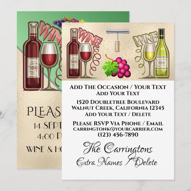 Convite Vinho e Amigos - Veja Verso - (Frente/Verso)