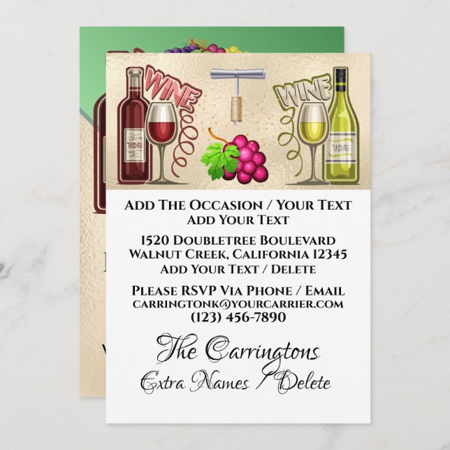 Convite Vinho e Amigos - Ver Costas - (Frente/Verso)