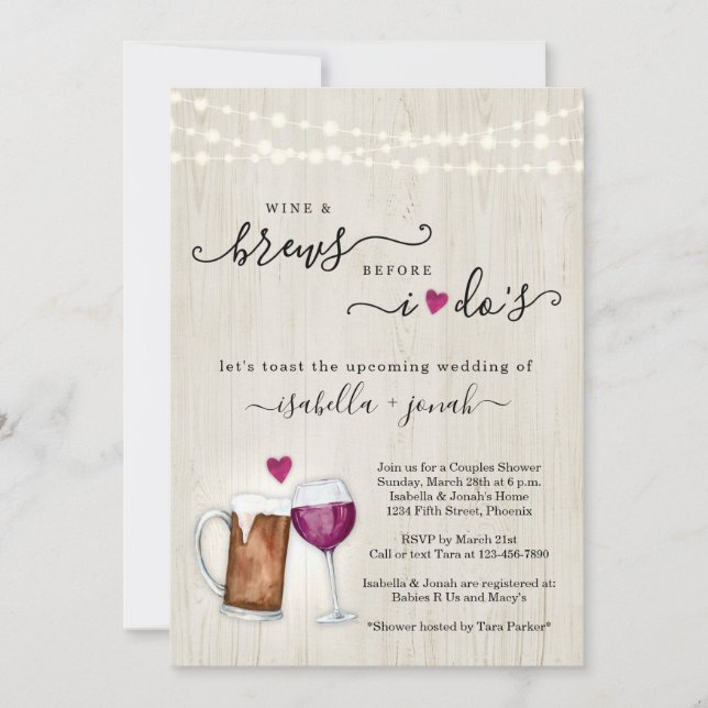 Convite Vinho e cerveja antes de eu fazer Casal Chá de pan (Frente)