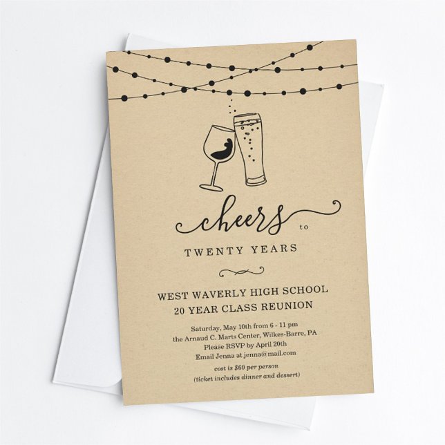 Convite Vinho e cerveja para qualquer ano de união (Criador carregado)