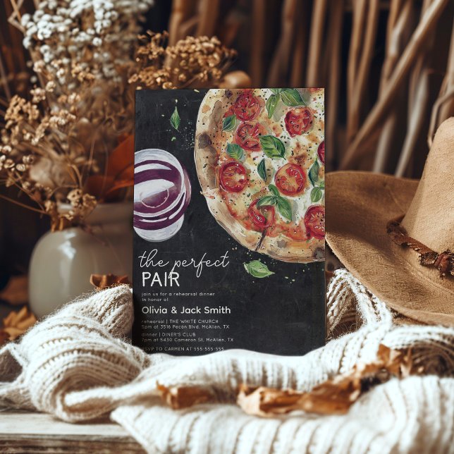 Convite Vinho e Pizza Janto de ensaio de pares perfeito (Criador carregado)
