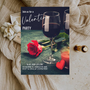 Convite Vinho e Rosas Dia dos Namorados - Rosa Vermelha Ro