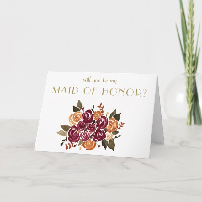 Convite Vinho e Rosas Você Será Minha Madrinha de casament (Frente)