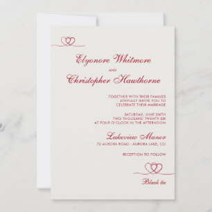 Convite Vinho Escarlate Moderno Chic Casamento Misturado e